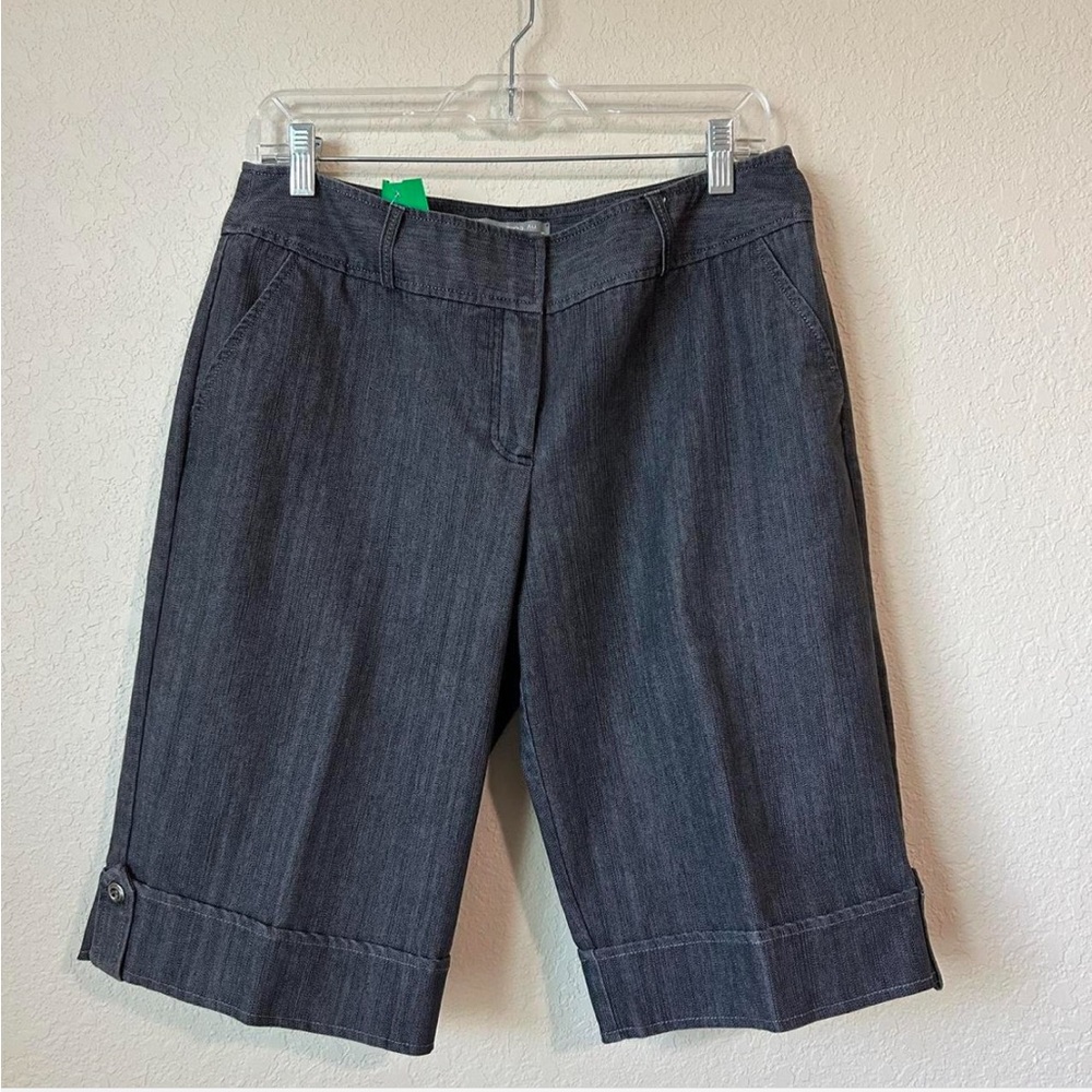 NY Collection Charcoal Denim Capri Shorts
